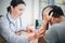 Medical Doctor is Encouraging and Health Care Consultation to Patient in Examination Room, Female Medicine Doctor Giving