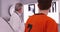 Medical doctor reviewing sports athlete\'s neck injury xrays