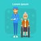Medical Doctor With Senior Woman On Wheel Chair Happy Old Female Disabled Smiling Sit On Wheelchair Disability Concept