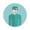 Medical doctor silhouette icon nurse or surgeon wearing scrubs with mask on face vector.