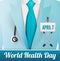 Medical doctor in suit with stethoscope close up