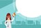 Medical Doctor Woman Hold Megaphone Loudspeaker White Chat Bubble Copy Space Hospital