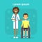 Medical Doctor With Young Man On Wheel Chair Happy Male Disabled Smiling Sit On Wheelchair Disability Concept