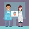 Medical Doctors Man Woman In Laboratory Hold Heart Analysis