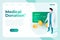 Medical donation banner template, health care charity landing page template