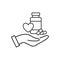 Medical donation pixel perfect linear icon. Unused medicine disposal. Donating returned drugs. Thin line illustration. Contour