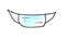 Medical Doodle line watercolor medical face mask protection against virus, coronavirus. Medical sketch