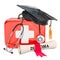 Medical education concept. Graduation cap with first aid kit and