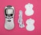 Medical electric acupuncture massager in modern medicine. Treatment of body pain and fat burning, pink background. Physiotherapy