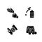 Medical equipment black glyph icons set on white space