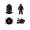 Medical equipment black glyph icons set on white space