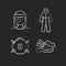 Medical equipment chalk white icons set on black background