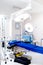 Medical equipment and devices in surgical room. Interior of healthcare facility, modern technology