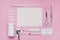 Medical equipment. Medical concept on pink rose background