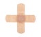 Medical equipment - strips of adhesive bandages plasters. Bandages in shape of medical plus sign