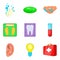 Medical expertise icons set, cartoon style