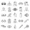 Medical eye examination icons set, outline style