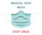 Medical face mask icon. Mask isolated. Stop virus. Front side. Protective breathing respiratory mask. Vector.