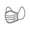 Medical face mask. PPE line icon. Disinfection, sanitation and protection concept. Respirator icon. Editable stroke. Vector