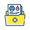 Medical file folder color line icon. Patient disease history. List of blood transfusion donors concept. Pictogram for web, mobile