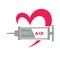 Medical first aid vector syringe and heart icon