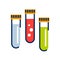 Medical flasks with liquids, test tubes flat illustration