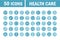 Medical and health care equipment assistance icon set block style