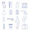Medical Healthcare Equipment Thin Line Icon Set. Vector