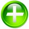 Medical, healthcare, first-aid plus, cross icon. Glossy circle b