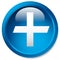 Medical, healthcare, first-aid plus, cross icon. Glossy circle b