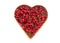 Medical healthy viburnum berry in wicker heart form basket isolated