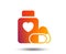 Medical heart pills bottle sign icon. Drugs.