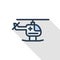 Medical helicopter thin line flat color icon. Linear vector symbol. Colorful long shadow design.