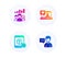 Medical help, Teamwork results and Swipe up icons set. Person talk sign. Vector