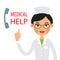 Medical help. Young woman doctor lifting your finger up reveals