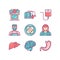 Medical, hospital, doctor, nurse, thin line color icons set, vector illustration