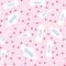 Medical hygiene conception pattern. Seamless vector pattern with menstruation sanitary pads, red hearts and cotton tampon