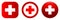 Medical icon red plus symbol round button