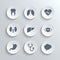 Medical icons set - vector white round buttons