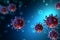 Medical illustration COVID 19 banner with 3D rendering of virus cells