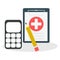 Medical insurance form, health insurance calculator, medical bill. Cost calculation concepts