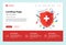 Medical insurance or immune system concept landing page design template. Red shield on patient protection policy with