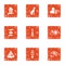 Medical insurance policy icons set, grunge style