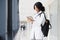 Medical Internship Concept. Portrait Of Young Black Female Doctor Student In White Coat