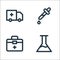 Medical items line icons. linear set. quality vector line set such as flask, medical box, dropper