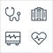Medical items line icons. linear set. quality vector line set such as heart, ecg, hospital