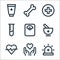 Medical items line icons. linear set. quality vector line set such as siren, health care, heart rate, traditional, weight scale,