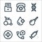 Medical items line icons. linear set. quality vector line set such as vaccine, health, pear enema, blood, wheel chair, dna,