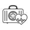 Medical Kit and Heart Outline Icon on White