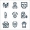 medical kit line icons. linear set. quality vector line set such as ct scan, glucometer, first aid kit, tablet, health insurance,